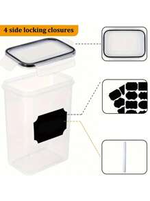4/6/10/15/24/30/36/42pcs Food Storage Container With Lid, Transparent Food Can, Moisture-Proof Sealed Fresh-Keeping Box, Suitable For Grains, Rice, Pasta, Tea, Nuts And Coffee Beans, Plastic Food Storage Can, Household Kitchen Supplies - 黑與白 - 查看 8
