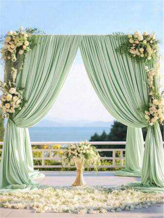 1 件-118 英寸/弹性缎面背景不透明缎面织物窗帘摄影背景适用于婚礼派对订婚仪式舞台装饰新娘送礼会周年派对生日派对情人节派对（白色、薄荷绿、香槟色）