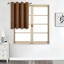 1 件或 2 件可选顶部孔眼遮光窗帘布，优质厚实三层编织纯色隔热遮光窗帘，适用于卧室、客厅、餐厅、厨房 - 黃咖色 - 查看 40