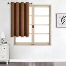 1 件或 2 件可选顶部孔眼遮光窗帘布，优质厚实三层编织纯色隔热遮光窗帘，适用于卧室、客厅、餐厅、厨房 - 黃咖色 - 查看 53