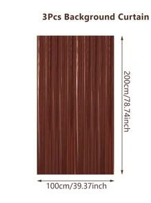 1/2/3/4件套哑光棕色金属丝帘，派对背景装饰，金属箔流苏帘，节日生日派对用品，性别揭晓派对，迎婴派对，新娘送礼会装饰 - 棕色 - 查看 16