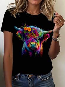 女士休闲短袖圆领 T 恤