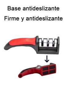 Afilador de Cuchillos Cocina 3 Etapa Manual Profesional Afiladores Manuales con cuchilla de Cerámica/varilla de diamante/Hoja de Acero de Tungsteno, Cuchillas de Restauración y Polaco con Base Antideslizante, Mango Ergonómico para Cualquier Tipo de Cuchillos, Acero Inoxidable - Negro - Ver 11
