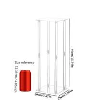 1pc Square Acrylic Flower Stand, Clear Column Vase Stand - Geometric Centerpiece For Wedding, Tabletop Flower Stand, Home Gathering, Wedding Party Decor, Wedding Stage Decoration For Silk Flower Art, Home Decor Flower Stand