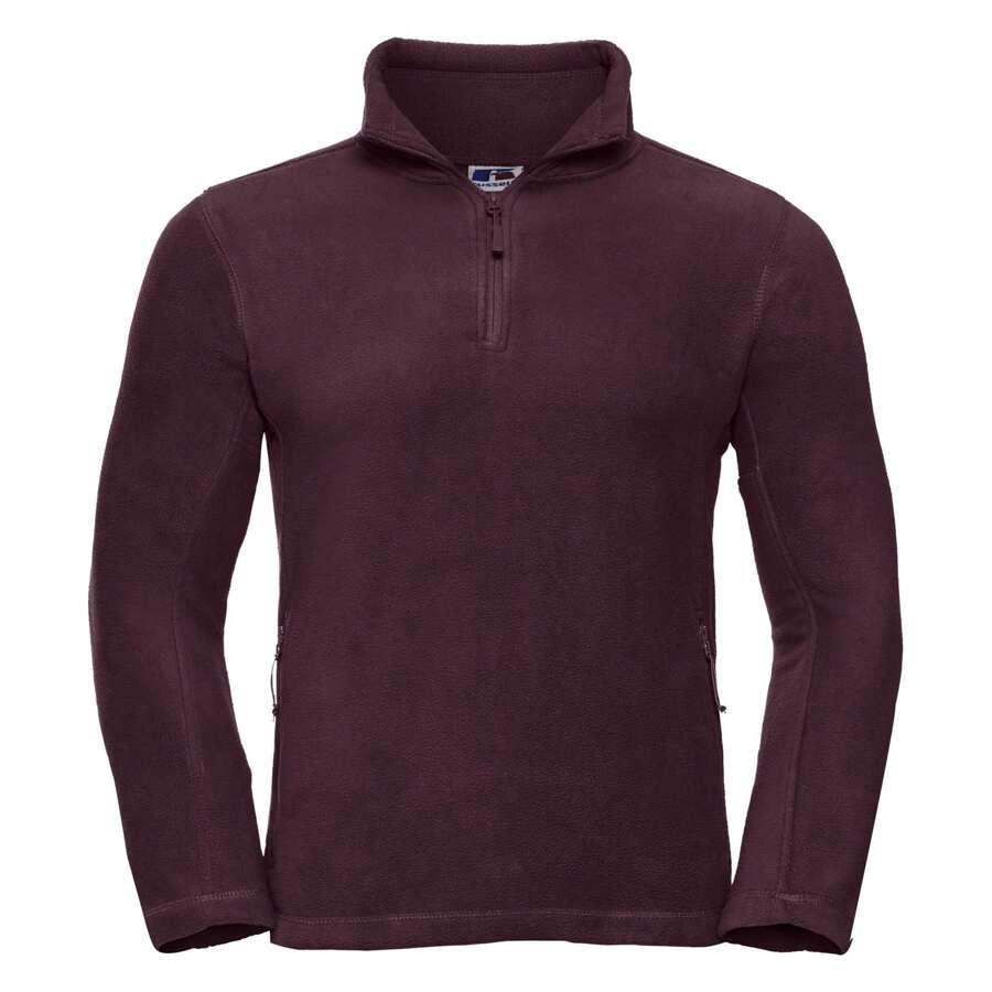 Russell Europe Mens 1/4 Zip Outdoor Fleece Top (Burgundy) - 100% Polyester - Burgundy - View 1