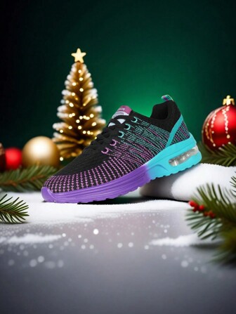 Nou stil de Crăciun pentru femei, retro coreeană, culoare solidă, cu plasă respirabilă, pantofi casual plat, potriviti pentru yoga, drumeții, în aer liber, navetă, versatili, pantofi de alergare cu talpă groasă cu platformă