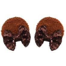 2pcs Shiny Plush Mouse Ear Hair Clips With Glittery Bow, Adorable Girl Hair Clips Suitable For Holiday Costumes And Parties - 1 to 2 - View 9
