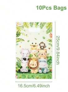 10/25/50 uds Bolsas de regalo con diseño de animales de la selva, bolsas de fiesta con temática de animales de la selva para baby shower, cumpleaños y otros eventos, suministros de empaque y decoración de fiesta con temática de animales de la selva