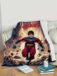 1pc Custom Flannel Photo Blanket For Bed,Personalized Gift, Good Christmas Gifts,Personalized Blankets,Bedding Blanket,Gifts For K,Boys,Flash,Super,Superhero Custom Face Blanket, Personalized Blanket With K Face,Hero Suit Pattern,Superhero Blanket For C, Name Plush Blanket Little Boys,Space Planet Background Blanket,Best Friend Photo/Text Blanket, Cozy Blanket,Family Gift, Wedding Gift, Birthday Gifts - Superhuman - View 5