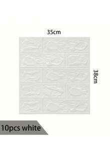 10 Piezas 3d Ladrillo Patrón Autoadhesivo Papel Pintado Impermeable Para Baño Cocina Telón De Fondo Para La Decoración Del Hogar - Blanco - Ver 2