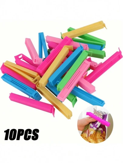 1/10pcs Food Bag Chip Clips, Portable Food Fresh-Keeping Sealing Clamp, Reusable Moisture-Proof And Dust-Proof Clamp, For Various Plastic Bags And Snack Bags, Kitchen Organizers And Storage, Kitchen Accessories, Kitchen GadgetsFor Bedroom,Travel,Office,School
