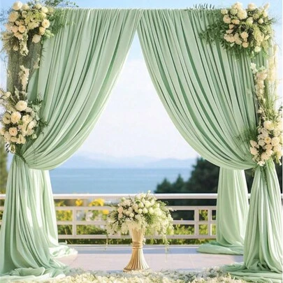 1pc - 118 Inch/Satin Backdrop Curtain, Opaque Satin Fabric Drape, Photography Backdrop Cloth, Suitable For Wedding Party, Engagement Ceremony, Stage Decor, Bridal Shower, Anniversary Party, Birthday Party, Valentine's Day Party (White, Mint Green, Champagne)