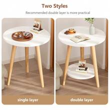 现代简约双层茶几客厅边桌多功能开放式收纳架床头柜沙发桌实木腿简易组装