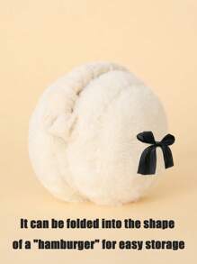 1pc Y2K Cute Pink Bow Decoration Plush Foldable Earmuffs, Women's Winter Windproof Earmuffs For Cycling And Outdoor Activities Valentines