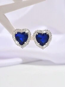 1 paar damesmode sprankelende hartvormige strass oorbellen, bruiloft, feest, vakantie cadeau voor Valentijnsdag en Moederdag, moeder, moeder, Moederdag, cadeau