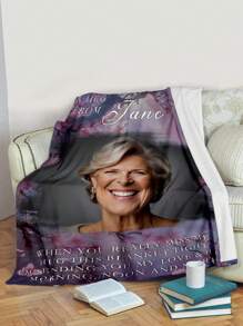 1pc Custom Flannel Photo Blanket For Bed, Personalized Memorial Photo Blanket - Personalized Gift Memorial Gifts For The Loss Of A Loved One, Sympathy Gift For The Loss Of Dad Mom Grandma Grandpa Husband - Bereavement Gift, Custom Memorial Blanket, Multipurpose Living Room Sofa Outdoor Beach Camping - Style 1 - View 5