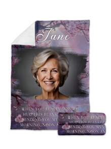 1pc Custom Flannel Photo Blanket For Bed, Personalized Memorial Photo Blanket - Personalized Gift Memorial Gifts For The Loss Of A Loved One, Sympathy Gift For The Loss Of Dad Mom Grandma Grandpa Husband - Bereavement Gift, Custom Memorial Blanket, Multipurpose Living Room Sofa Outdoor Beach Camping - Style 1 - View 7