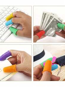 6/3 件硅胶手指保护套、手指保护套、热熔胶手指保护套、硅胶顶针、热熔胶手指保护套、指尖垫、用于点钞、整理、书写、分类、热熔胶和运动游戏的握把