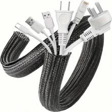 1m - 6mm Inch Cord Protector Wire Loom Tubing Cable Sleeve Split Sleeving For USB Power, Audio Video Cable - Protect Cat From Chewing - Black - View 1