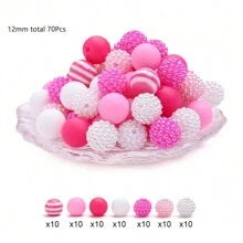 70pcs 12mm Silicone Round Beads, Resin Barcode Beads For DIY Bracelet, Necklace, Earrings, Keychain Pendant Making - Multicolor - View 18