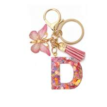 1pc Women's Boho Fashionable Pink Glittery Heart Shaped & English Letter Keychain With Tassel & Butterfly Design, Heart Shape Glitter, Crystal, Tassel And Butterfly Pendant Car Hanging Pendant Women Gift, Wallet And Handbag Accessories For Couple, Mother, Valentine's Day, Friends As Gift, Bag Pendant - Рожевий - Переглянути 32