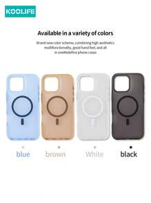 Koolife 1pc Dual-Color Magnetic Protective Case With Soft Texture, Independent Buttons, Raised Camera Lens, 2.0mm Backplate, PC+TPU+N52 Magnet, Compatible With IPhone 17/17 Air/17 Pro Max/16/16pro/16plus/16promax/15promax/15pro/15Plus/14promax/13promax/13pro/12promax/11