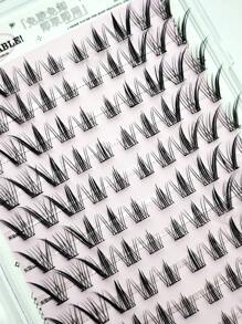 100 件/包自粘式九尾自然假睫毛，适合初学者的兔毛分段设计，看起来自然，眼睛拉长，体积大，睫毛簇，睫毛簇，单根睫毛，睫毛，假睫毛