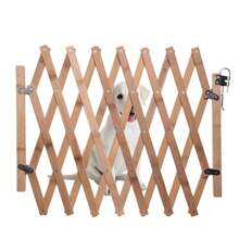 Baby Fence Expanding Portable Wooden Pet Dog Freestanding Trellis Gate UK - Beige - View 8