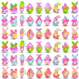 8/16 件流行玩具钥匙扣感官挤压，波普尔减压，派对礼物，可爱兔子风格背包装饰随机款式，
