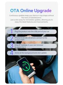 Acodo Adaptador 2 en 1 de Car Play y Android Auto para ir de conexión con cable a inalámbrico, con luces RGB, enchufar y usar, conexión automática, compatible con actualización OTA - Negro - Ver 11