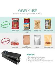 1pc Mini Impulse Sealer, USB Rechargeable Handheld Heat Sealing Machine, 2-In-1 Bag Opener And Sealer, For Plastic Bags, Snack Bags, Airtight Packaging And Food Preservation, Essential For Outdoor Picnic And Travel, 4.3 Inch X 1.3 Inch - Multicolor - View 6