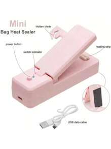1pc Mini Impulse Sealer, USB Rechargeable Handheld Heat Sealing Machine, 2-In-1 Bag Opener And Sealer, For Plastic Bags, Snack Bags, Airtight Packaging And Food Preservation, Essential For Outdoor Picnic And Travel, 4.3 Inch X 1.3 Inch - Multicolor - View 3