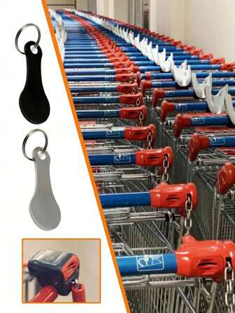 2 件金属不锈钢钥匙扣，配有钥匙扣、扣环、手推车解锁头和装饰吊坠，可重复使用的购物车代币，钥匙扣，手推车合金钥匙扣，配件，钥匙扣，金属钥匙扣，手推车硬币架