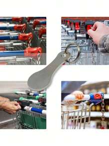 2 móc khóa kim loại bằng thép không gỉ kèm móc chìa khóa, móc khóa carabiner, đồng xu mở khóa xe đẩy hàng và mặt dây chuyền trang trí, đồng xu xe đẩy hàng có thể tái sử dụng, móc khóa, móc khóa hợp kim xe đẩy hàng, phụ kiện, móc khóa, móc khóa kim loại, hộp đựng đồng xu xe đẩy hàng - Nhiều màu - Xem 6