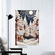 Framed Room Decor Winter Canvas Print  Christmas Snowy Forest Scene Wall Art For Home, Office, And Classroom Decor, Ideal For Birthday, Mother'S Day, New Year, Easter, Gifts