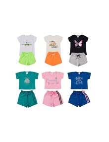 Kit 5 Conjuntos Infantis para Meninas Sortido Tamanho 4 ao 14