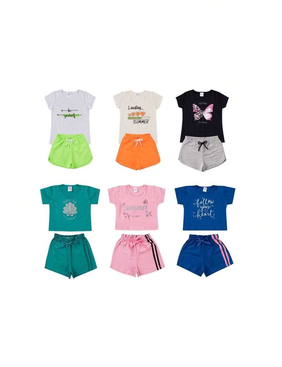 Kit 5 Conjuntos Infantis para Meninas Sortido Tamanho 4 ao 14