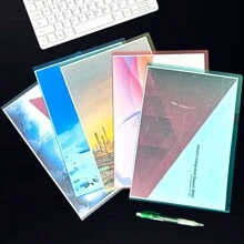 Multicolor A4 Transparent File Folders, L-Shaped Office Supply Document Sleeves, Business Report Folders, Thick Meeting Report File Protectors, 14C Document Folders, Student Exam Paper Holders, Office File Organization Set - Multicolor - View 7