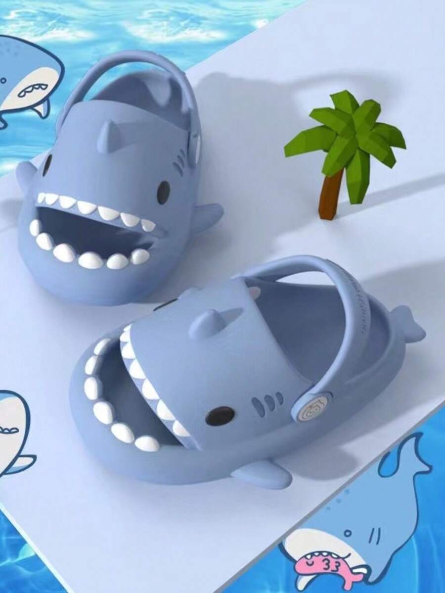 Wuxi lateness time co., ltd 儿童户外卡通鲨鱼设计防滑拖鞋凉鞋，幼儿男童可爱夏季拖鞋