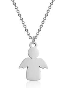 1PC Stainless Steel Angel Pendant Necklace, Personalized Titanium Steel Angel Necklace, And New Year Holiday Gifts For Couples - Multicolor - View 4