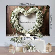 1 peça de personalização de plano de fundo para Dia dos Namorados e Casamento - Faixa decorativa vintage com textura de madeira e flores brancas - Perfeito para casamento, noivado, festa de casamento, fundo fotográfico de aniversário/vinil