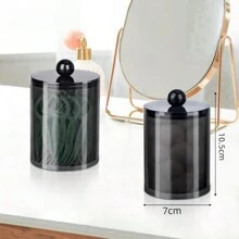 1st houder dispenser voor badkamer bus opslag organisatie, ijdelheid make-up organizer, voor bal, reinigingsstaafje, rondjes, floss picks.(zwart)
