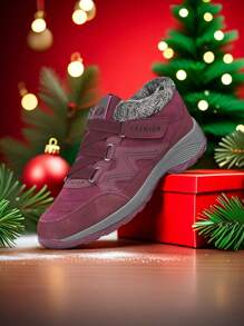 Giày bốt đi tuyết cổ điển mới cho nữ năm 2024, đơn giản, đa năng, mềm mại, ấm áp, thoải mái, cỡ lớn, màu trơn, đế dày, đế xuồng cho nữ, thanh lịch và thời trang - ngày màu đỏ - Xem 1