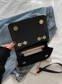 Mini Fashion Solid Color Simple Embroidery Thread Flip Cover Hardware Tassel Decoration Chain Shoulder Bag, Suitable For Shopping, Wallets, Shopping, Young Women, College Students, Newcomers, White-Collar Workers. They Are Very Suitable For Offices, Universities, Work, Business, Commuting, Outdoor Activities, Travel, And Outings
