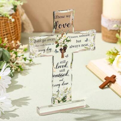 1pc Transparent Acrylic Cross Centerpiece Decoration, Cross Shaped Gift Suitable For Birthday Party, Wedding, Holiday Valentine's Day