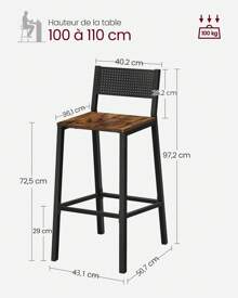 VASAGLE Kitchen Chairs - Brown - View 4