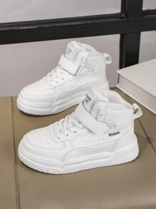 Children's Black High-Top Sports Shoes, New Shock-Absorbing Casual Skate Shoes For Boys, Fashionable & Versatile, Suitable For All Seasons