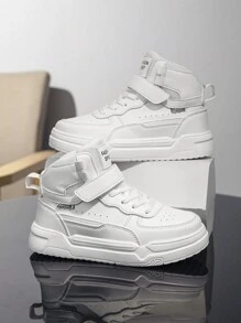 Children's Black High-Top Sports Shoes, New Shock-Absorbing Casual Skate Shoes For Boys, Fashionable & Versatile, Suitable For All Seasons