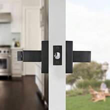2 Pack Square Entry Door Lever Stainless Steel Exterior Flat Reversible Door Handle Security Front Door Lock Set Black - EntryKeyLock(DifferentKeys) - View 4