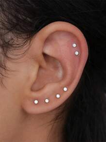 6Pcs Prong Setting 925 Sterling Silver Flat Back Earring For Women Luxurious Piercing Stud Earring Perfect For Daily Wear Bridal Jewelry